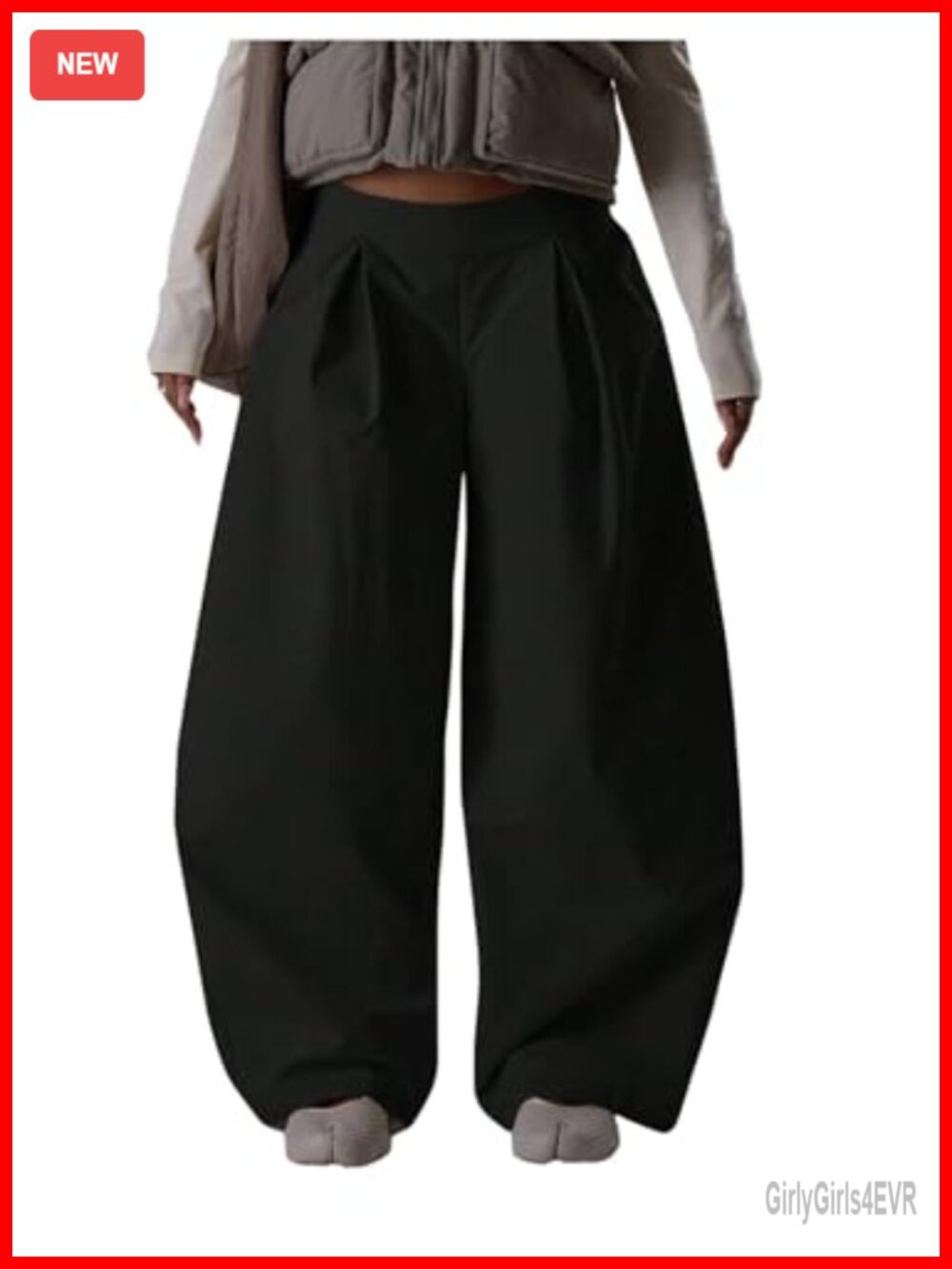 Women's Baggy Barrel Pants Low Rise Oversized Wide Leg Pleated Cargo Dress